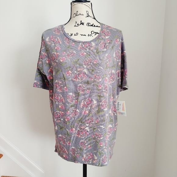 NWT LulaRoe Irma Floral Tunic Top Short Sleeve XXS - Picture 1 of 7
